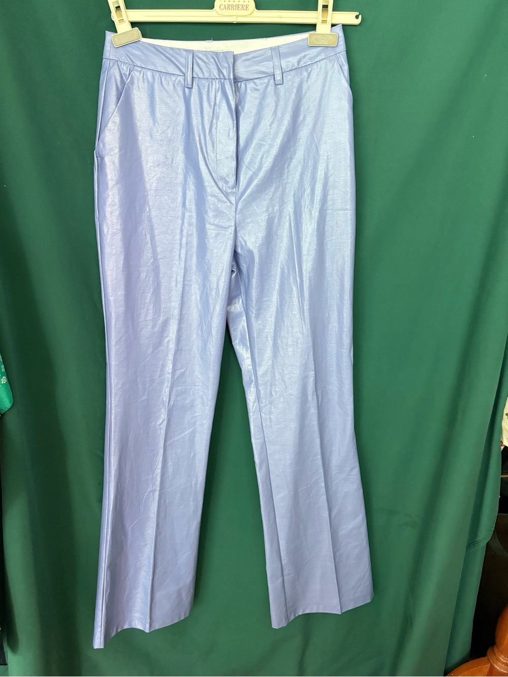 NEW Shiny Lavender-Purple High-Waist Straight-Leg Pants